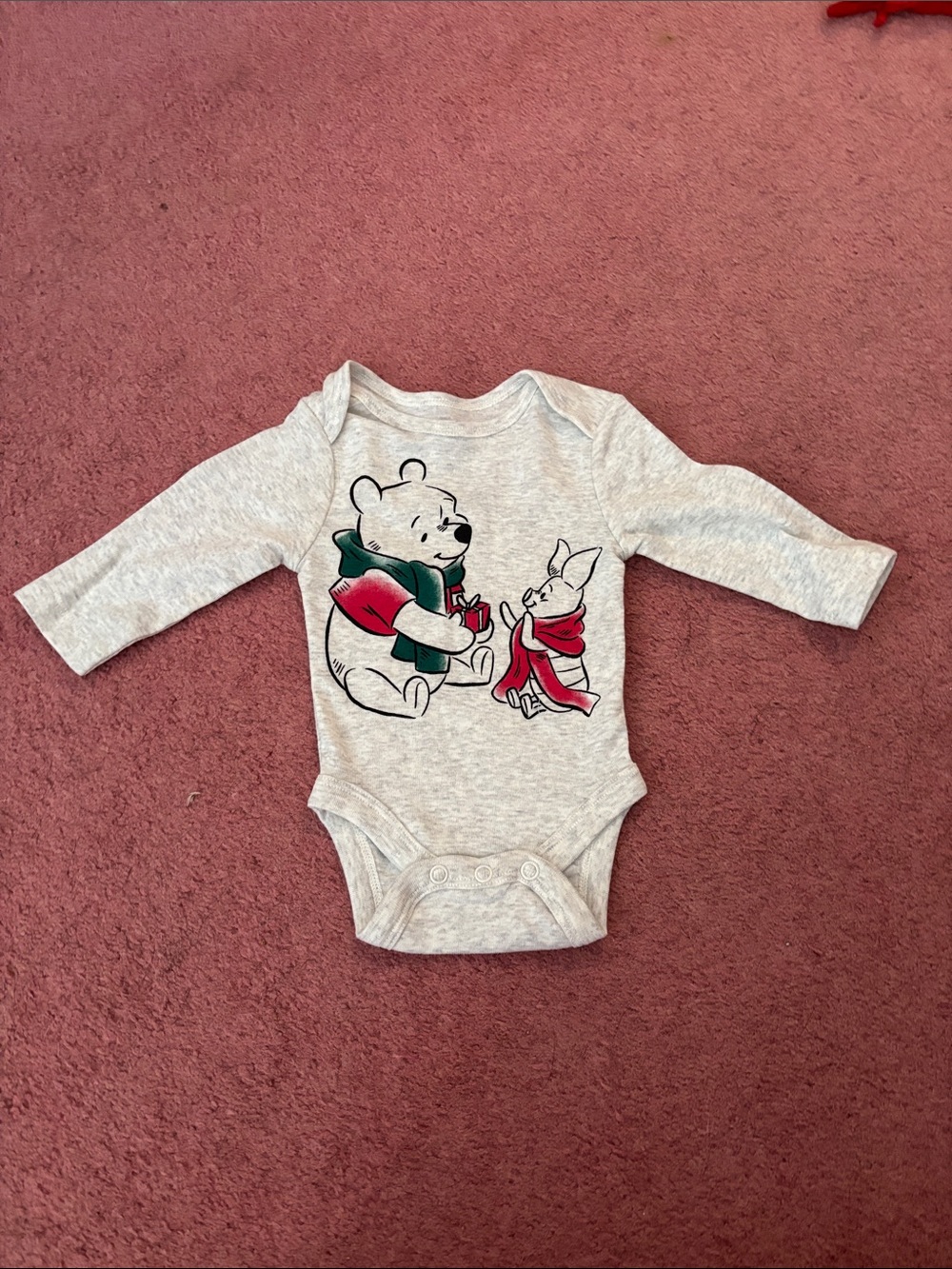 Gray Winnie the Pooh & Piglet Holiday Onsie